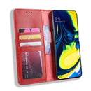 Magnetic Buckle Retro Crazy Horse Texture Horizontal Flip Leather Case for Galaxy A80 / A90, with Holder & Card Slots & Photo Frame(Red)