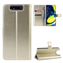 Retro Crazy Horse Texture Horizontal Flip Leather Case for Galaxy A80 / A90, with Holder & Card Slots & Photo Frame(Gold)