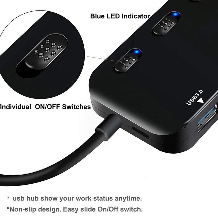 Ultra Speed USB3.0 4 Ports Hub with Switch