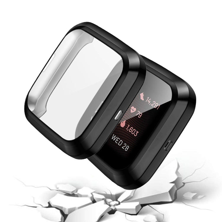 For Fitbit versa 2 Plating TPU All-inclusive Protective Shell(Black)