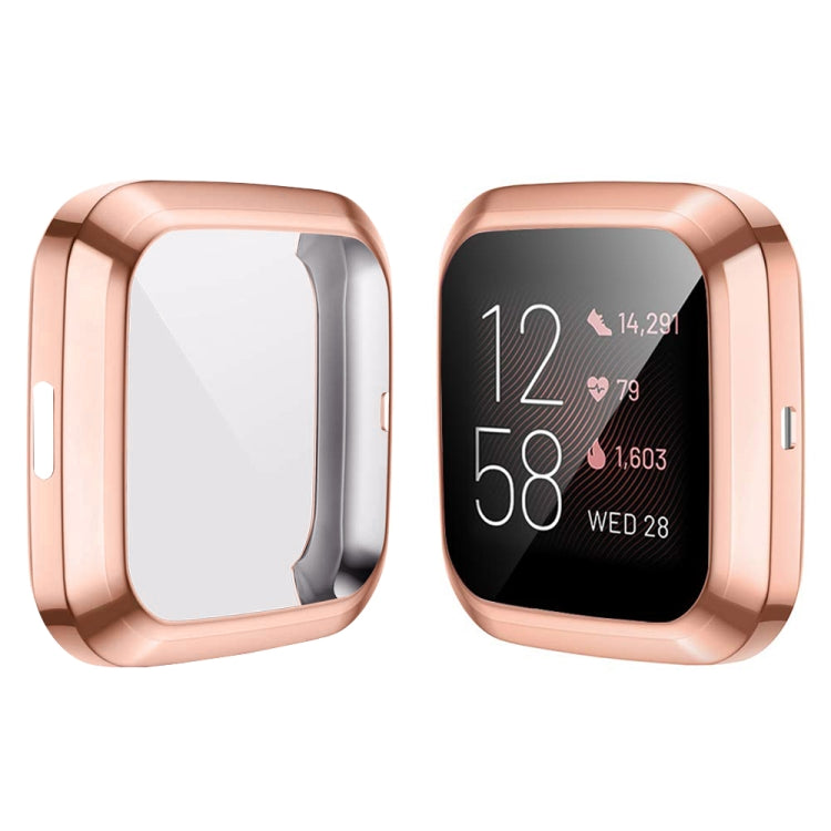 For Fitbit versa 2 Plating TPU All-inclusive Protective Shell(Rose gold)