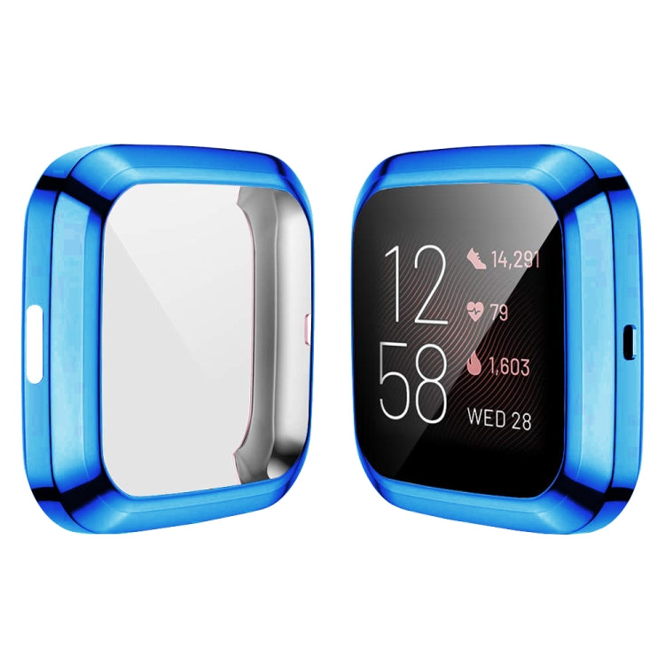 For Fitbit versa 2 Plating TPU All-inclusive Protective Shell(Blue)