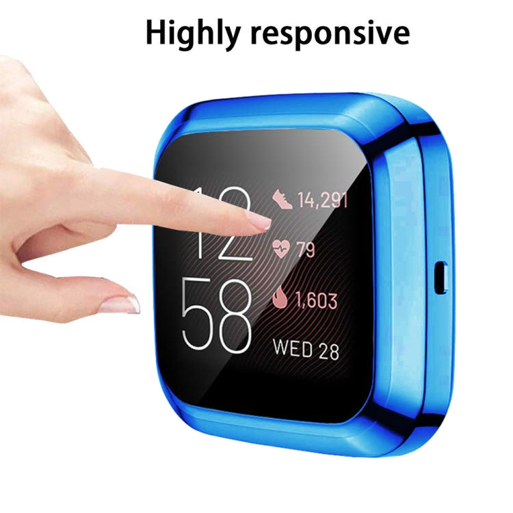 For Fitbit versa 2 Plating TPU All-inclusive Protective Shell(Blue)