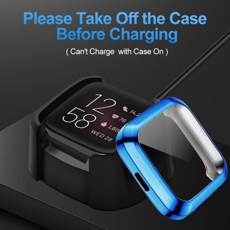 For Fitbit versa 2 Plating TPU All-inclusive Protective Shell(Blue)