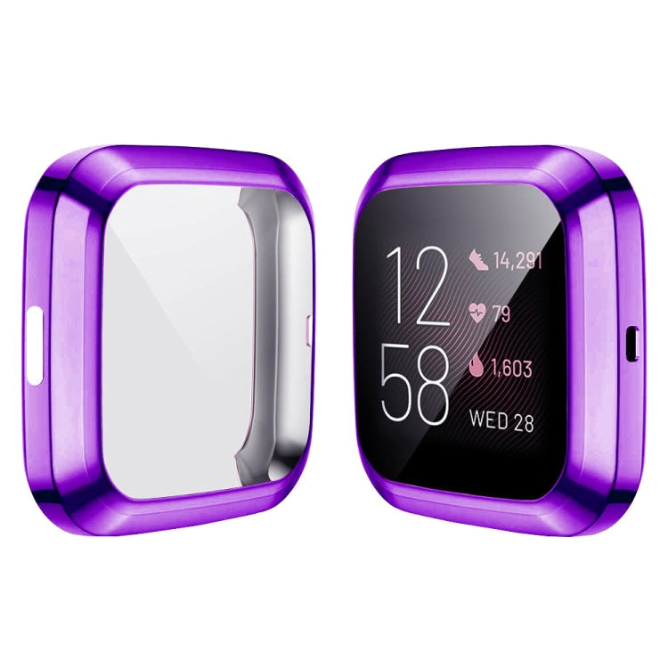 For Fitbit versa 2 Plating TPU All-inclusive Protective Shell(Purple)