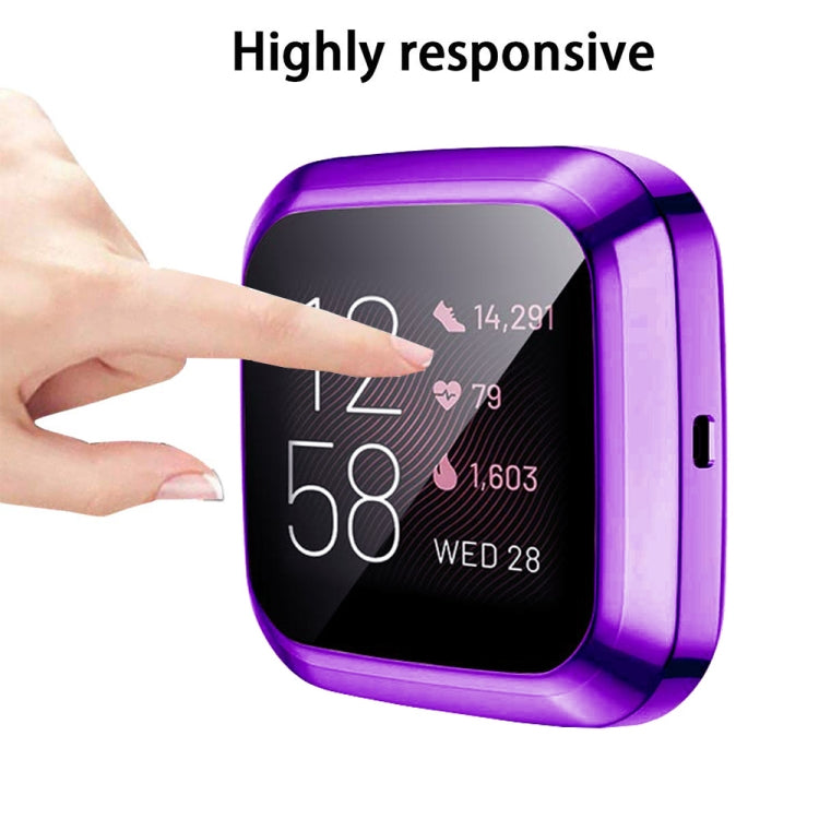For Fitbit versa 2 Plating TPU All-inclusive Protective Shell(Purple)