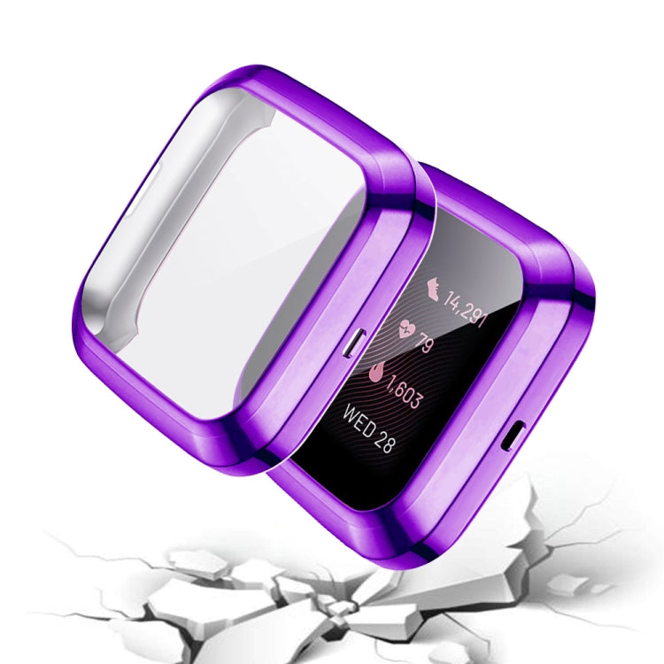 For Fitbit versa 2 Plating TPU All-inclusive Protective Shell(Purple)