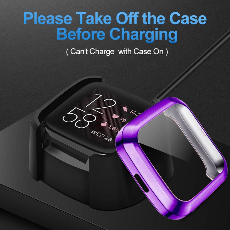 For Fitbit versa 2 Plating TPU All-inclusive Protective Shell(Purple)