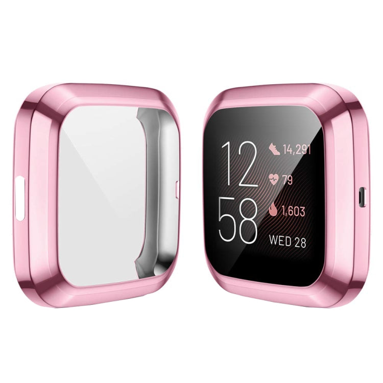 For Fitbit versa 2 Plating TPU All-inclusive Protective Shell(Pink)