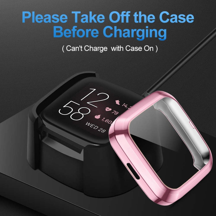For Fitbit versa 2 Plating TPU All-inclusive Protective Shell(Pink)