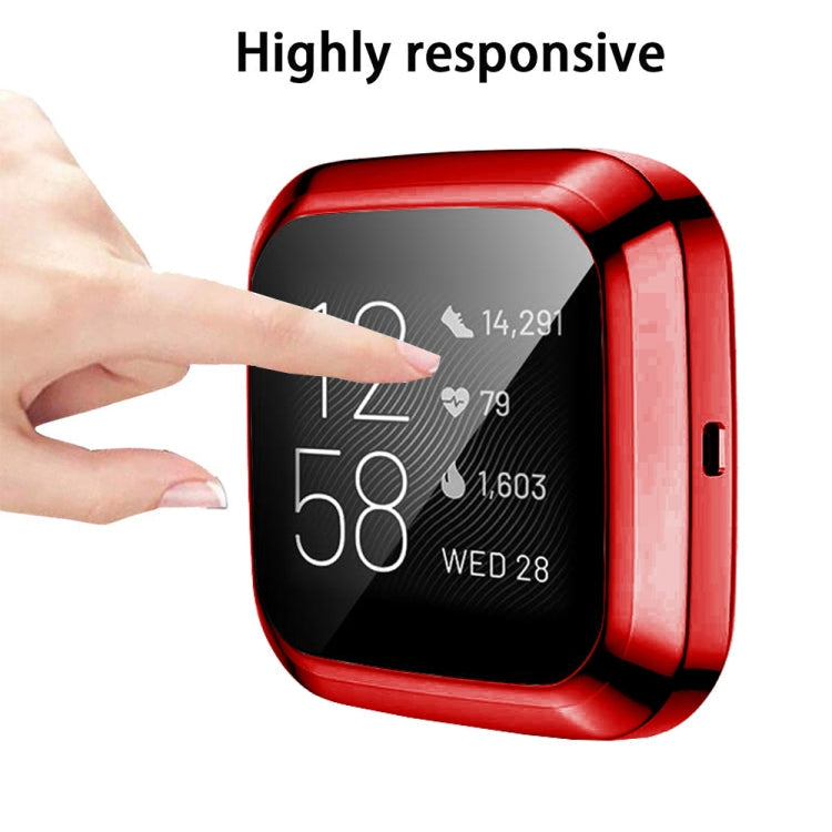 For Fitbit versa 2 Plating TPU All-inclusive Protective Shell(Red)