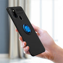 For Samsung Galaxy A21s Metal Ring Holder 360 Degree Rotating TPU Case(Black+Red)