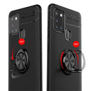 For Samsung Galaxy A21s Metal Ring Holder 360 Degree Rotating TPU Case(Black+Red)