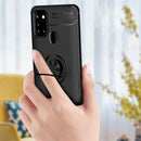 For Samsung Galaxy A21s Metal Ring Holder 360 Degree Rotating TPU Case(Black+Red)