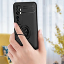 For Xiaomi Mi Note 10 lite Metal Ring Holder 360 Degree Rotating TPU Case(Black+Blue)