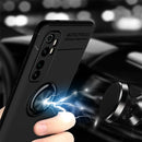 For Xiaomi Mi Note 10 lite Metal Ring Holder 360 Degree Rotating TPU Case(Black+Blue)