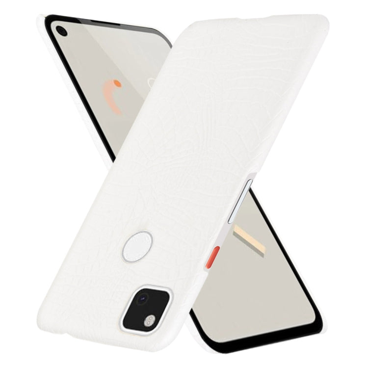 For Google Pixel 4a Shockproof Crocodile Texture PC + PU Case(White)