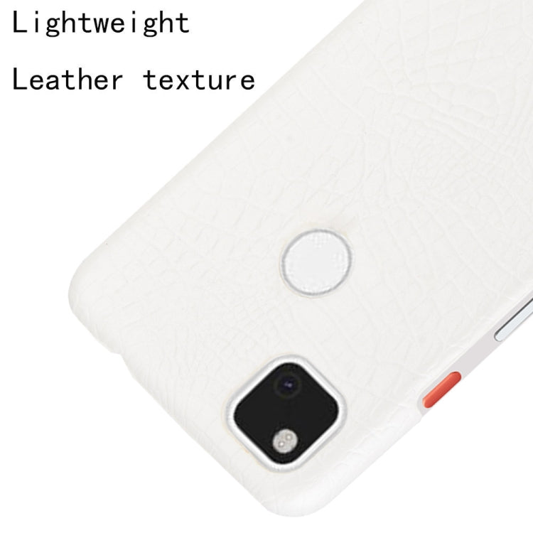 For Google Pixel 4a Shockproof Crocodile Texture PC + PU Case(White)