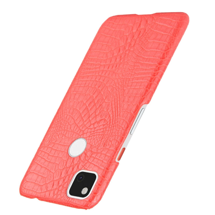 For Google Pixel 4a Shockproof Crocodile Texture PC + PU Case(Red)
