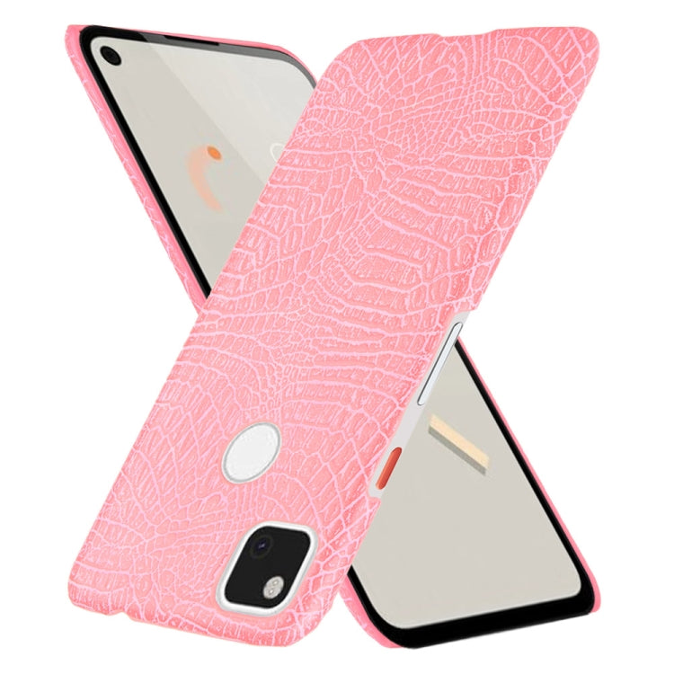 For Google Pixel 4a Shockproof Crocodile Texture PC + PU Case(Pink)