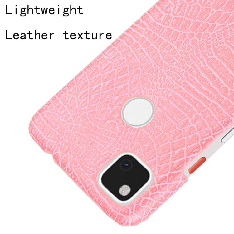 For Google Pixel 4a Shockproof Crocodile Texture PC + PU Case(Pink)