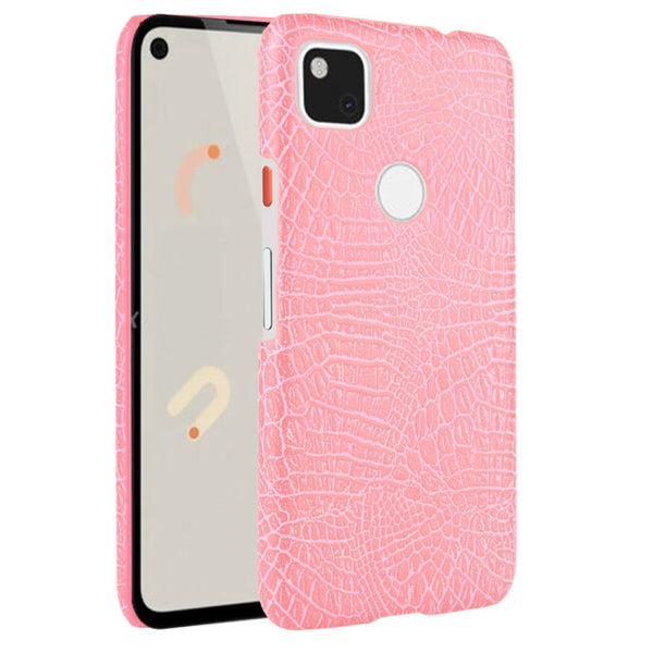 For Google Pixel 4a Shockproof Crocodile Texture PC + PU Case(Pink)