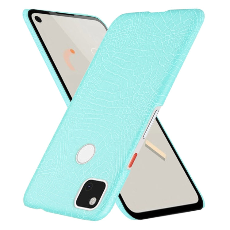 For Google Pixel 4a Shockproof Crocodile Texture PC + PU Case(Light green)
