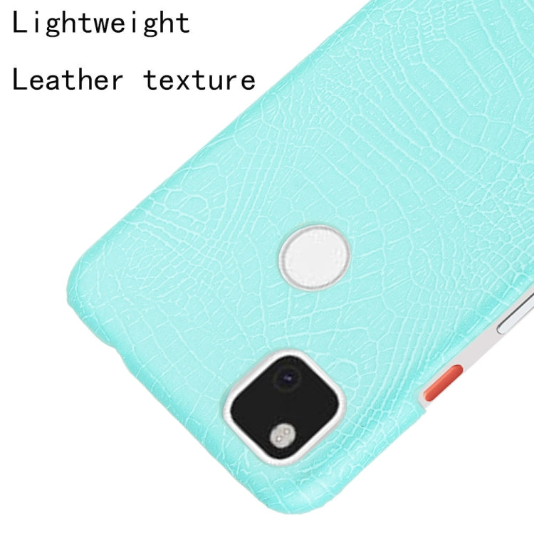 For Google Pixel 4a Shockproof Crocodile Texture PC + PU Case(Light green)