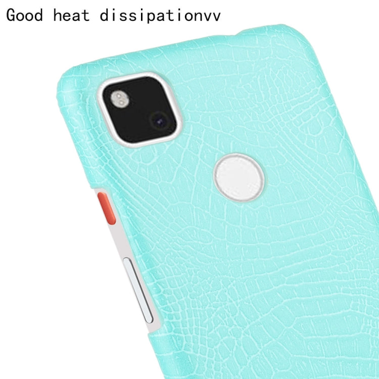 For Google Pixel 4a Shockproof Crocodile Texture PC + PU Case(Light green)