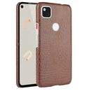 For Google Pixel 4a Shockproof Crocodile Texture PC + PU Case(Brown)