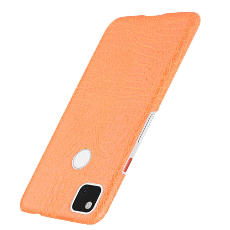 For Google Pixel 4a Shockproof Crocodile Texture PC + PU Case(Orange)