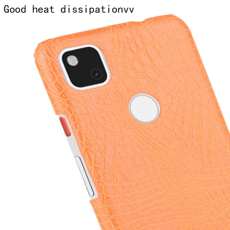 For Google Pixel 4a Shockproof Crocodile Texture PC + PU Case(Orange)