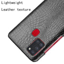 For Samsung Galaxy A21s Shockproof Crocodile Texture PC + PU Case(Black)
