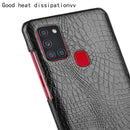 For Samsung Galaxy A21s Shockproof Crocodile Texture PC + PU Case(Black)