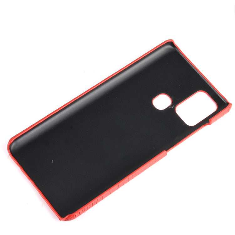 For Samsung Galaxy A21s Shockproof Crocodile Texture PC + PU Case(Black)