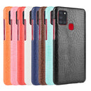 For Samsung Galaxy A21s Shockproof Crocodile Texture PC + PU Case(Black)