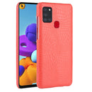 For Samsung Galaxy A21s Shockproof Crocodile Texture PC + PU Case(Red)