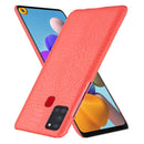 For Samsung Galaxy A21s Shockproof Crocodile Texture PC + PU Case(Red)