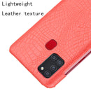 For Samsung Galaxy A21s Shockproof Crocodile Texture PC + PU Case(Red)