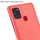 For Samsung Galaxy A21s Shockproof Crocodile Texture PC + PU Case(Red)