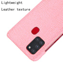 For Samsung Galaxy A21s Shockproof Crocodile Texture PC + PU Case(Pink)