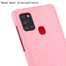 For Samsung Galaxy A21s Shockproof Crocodile Texture PC + PU Case(Pink)