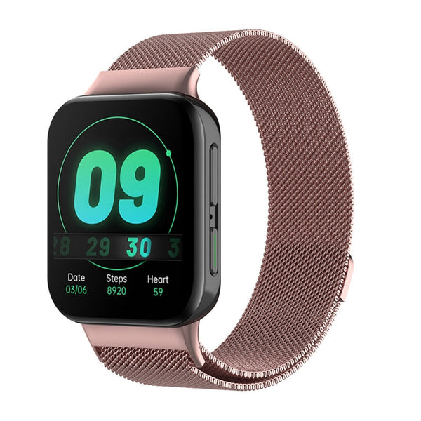 For OPPO Watch 41MM Smart Watch Milanese Stainless Steel Metal Watch Band (Rose Pink)
