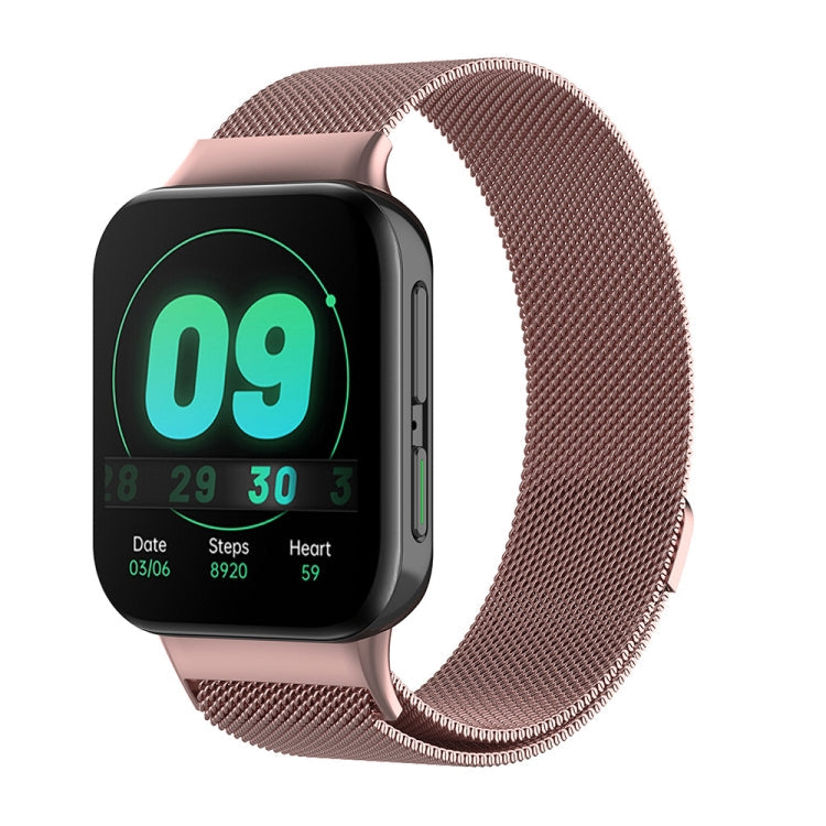 For OPPO Watch 41MM Smart Watch Milanese Stainless Steel Metal Watch Band (Rose Pink)