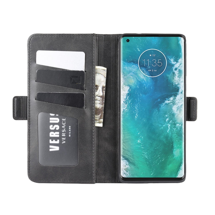 For Motorola Edge+ Dual-side Magnetic Buckle Horizontal Flip Leather Case with Holder & Card Slots & Wallet(Black)