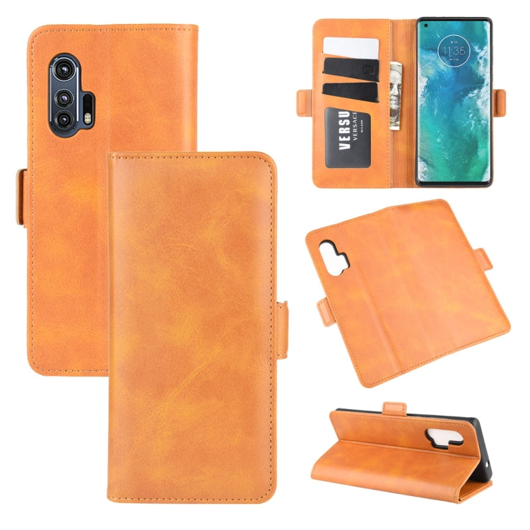 For Motorola Edge+ Dual-side Magnetic Buckle Horizontal Flip Leather Case with Holder & Card Slots & Wallet(Yellow)