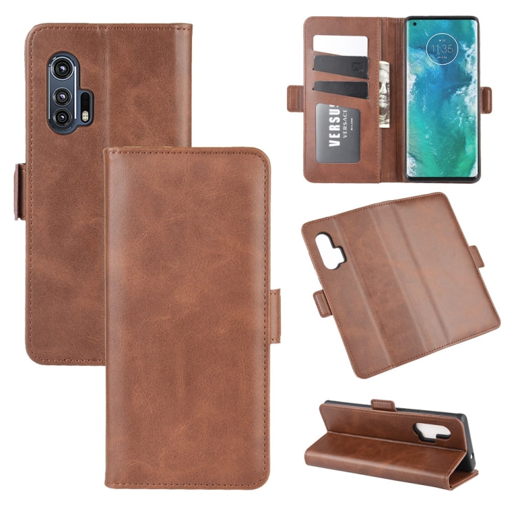 For Motorola Edge+ Dual-side Magnetic Buckle Horizontal Flip Leather Case with Holder & Card Slots & Wallet(Brown)