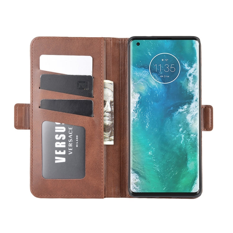For Motorola Edge+ Dual-side Magnetic Buckle Horizontal Flip Leather Case with Holder & Card Slots & Wallet(Brown)