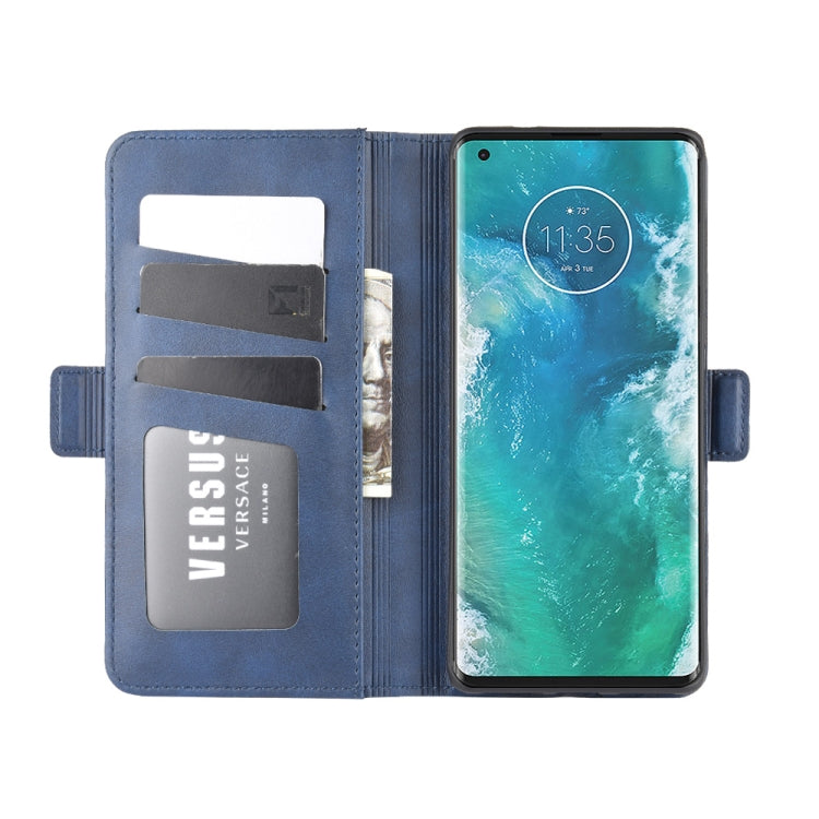 For Motorola Edge+ Dual-side Magnetic Buckle Horizontal Flip Leather Case with Holder & Card Slots & Wallet(Dark Blue)