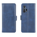 For Motorola Edge+ Dual-side Magnetic Buckle Horizontal Flip Leather Case with Holder & Card Slots & Wallet(Dark Blue)